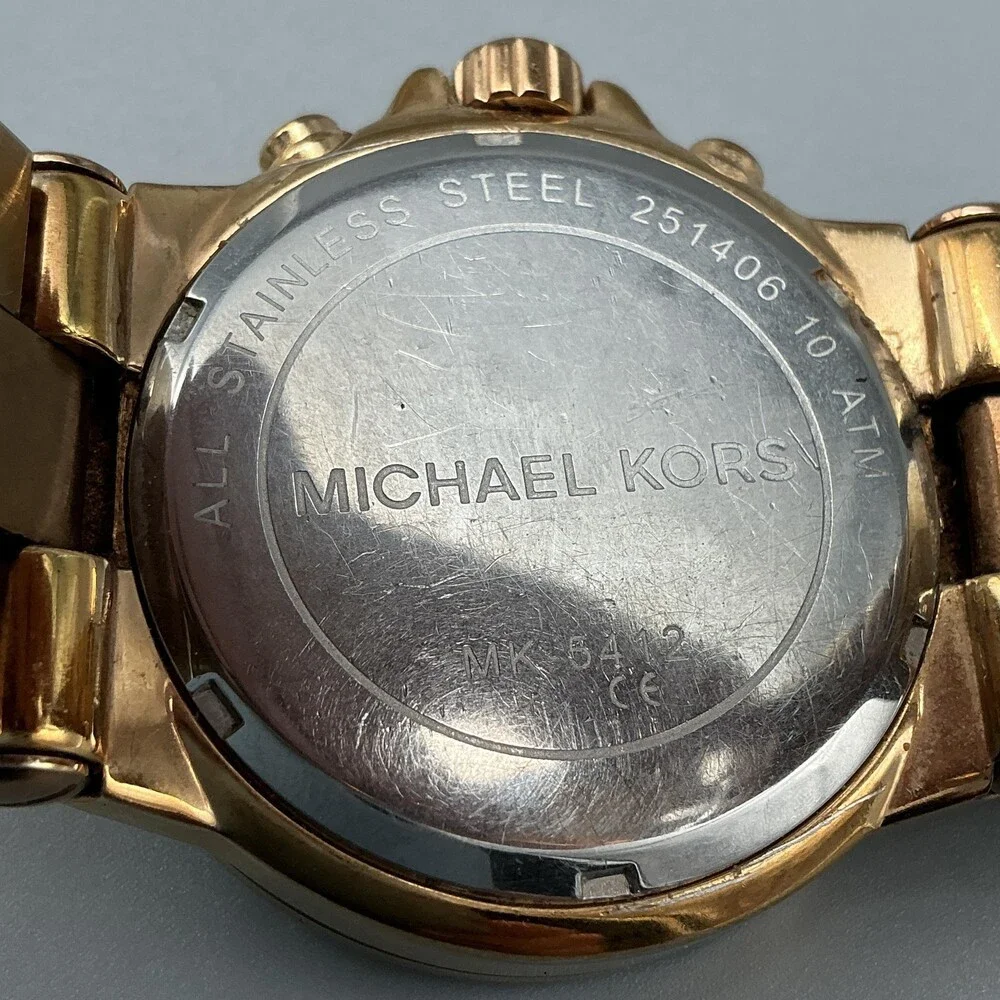 Michael Kors MK-5412 Womens Watch 41mm Crystal Bezel Chronograph New Battery 7